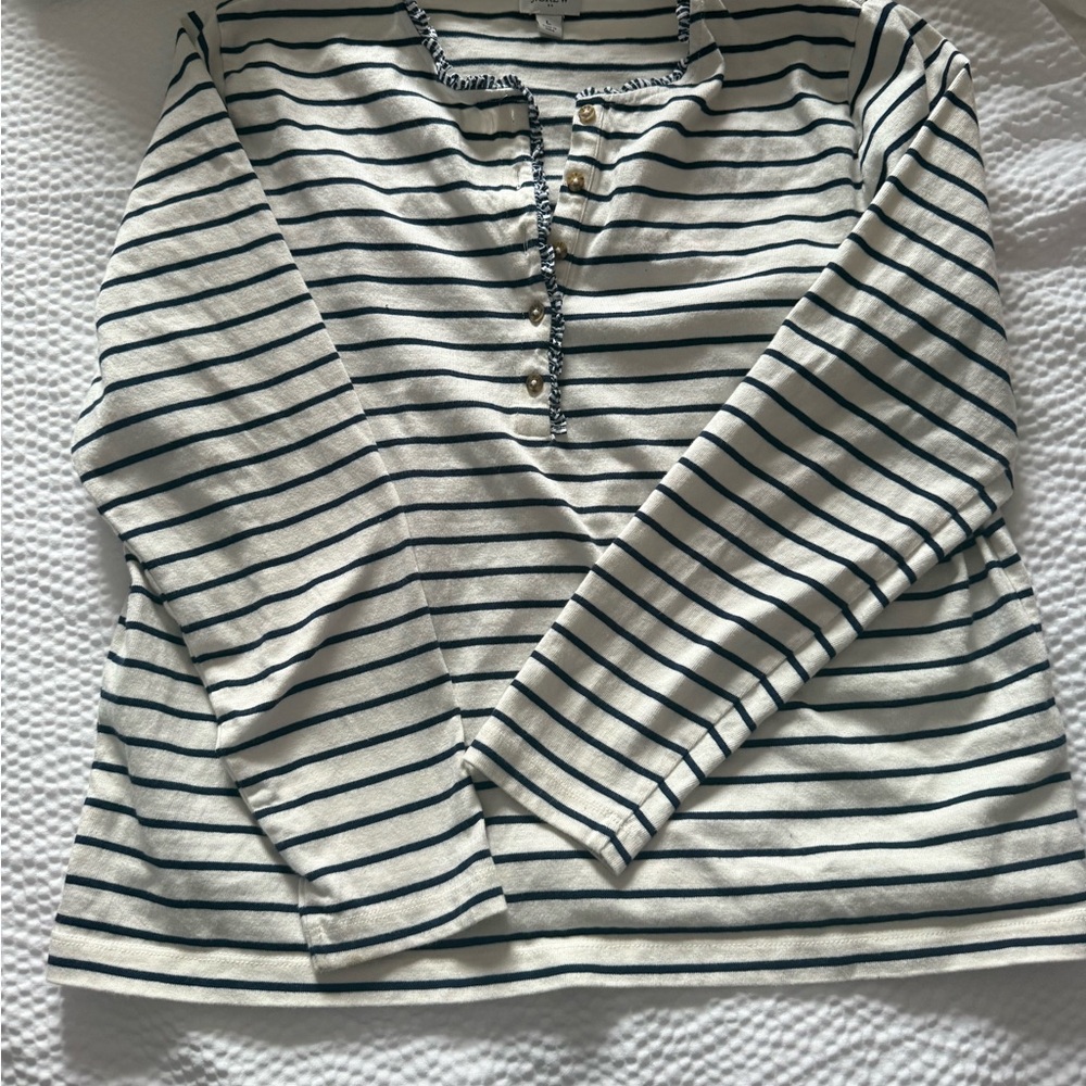 J. Crew‎ Navy and White Striped Top - Picture 2 of 6